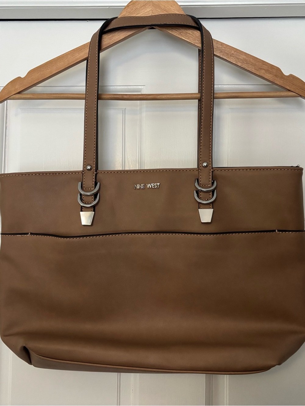 Nine West Tan Brown Tote with Silver Hardware